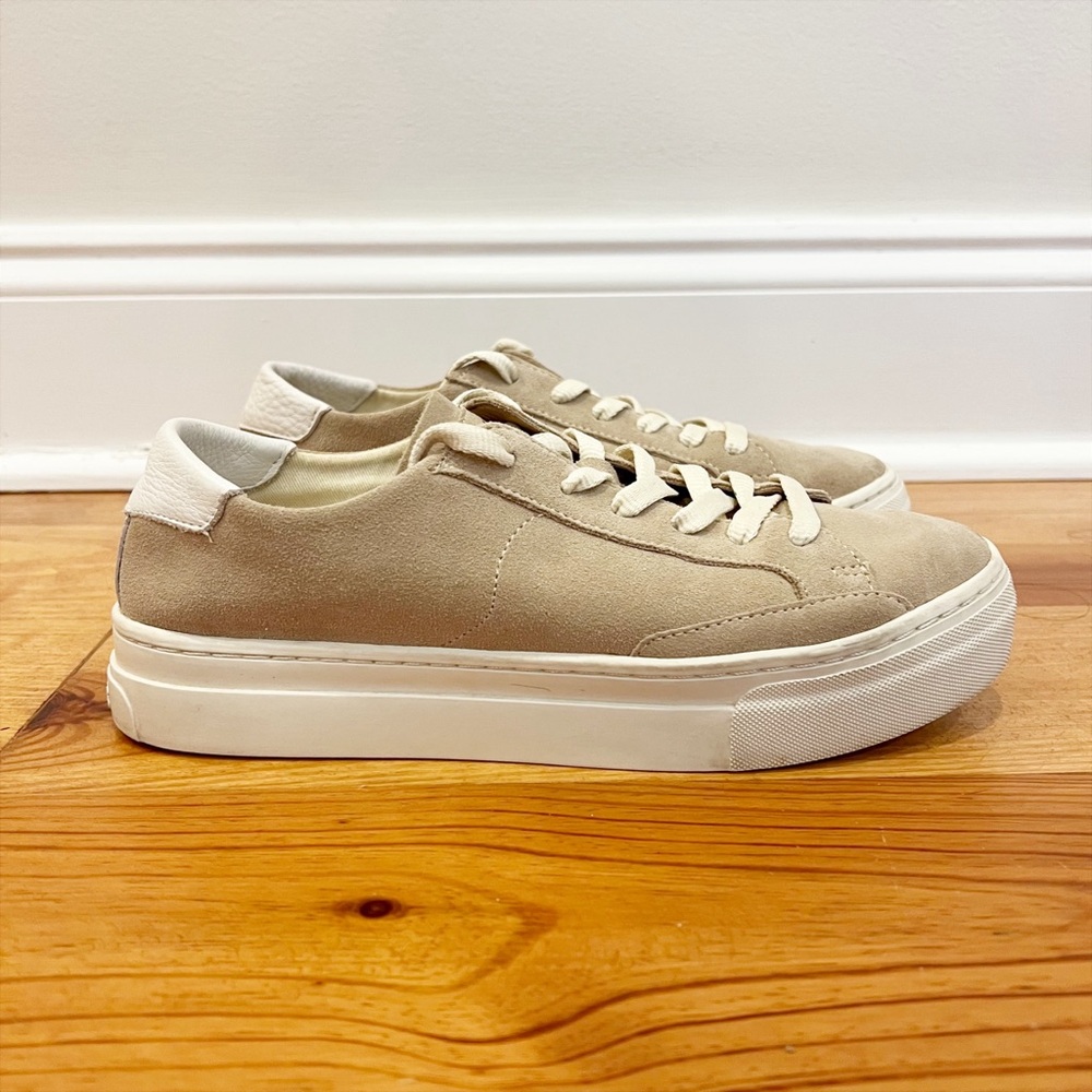 Soludos Ibiza Classic Sneaker Womens 8 Sand Leather Suede Sustainable Ortholite